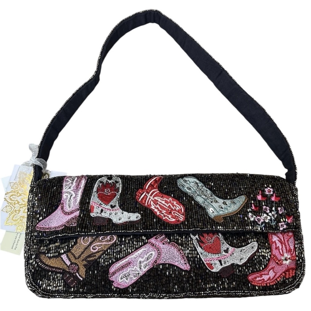 NWT Beaded Cowboy Boot Shoulder Bag – Made in India